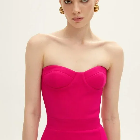 The New Arrivals Ilkyaz Ozel Monique Strapless Dress in Hot Pink - Picture 2 of 2